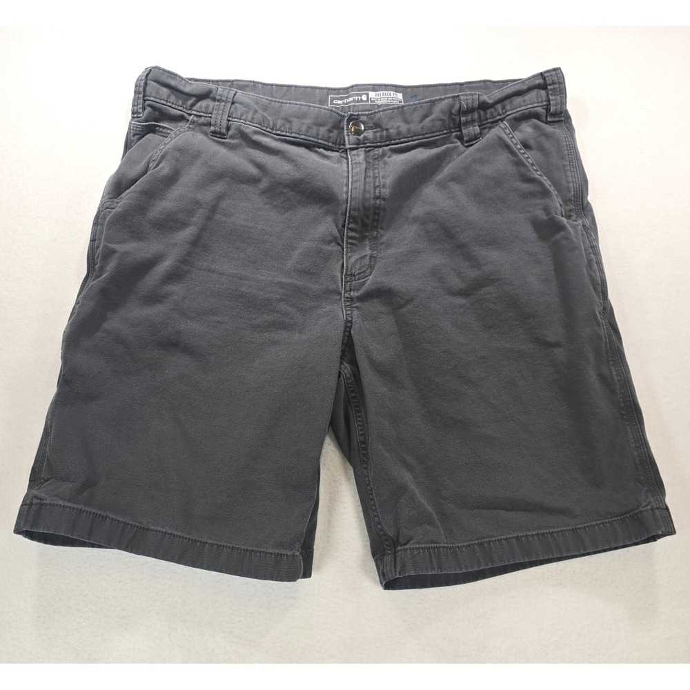 Carhartt Mens Relaxed Fit Canvas Work Shorts Gray Shadow Utility Cargo Size 40
